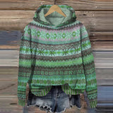 Liadain - Women's Relaxed Drawstring Hoodie with Ribbed Cuffs - Green