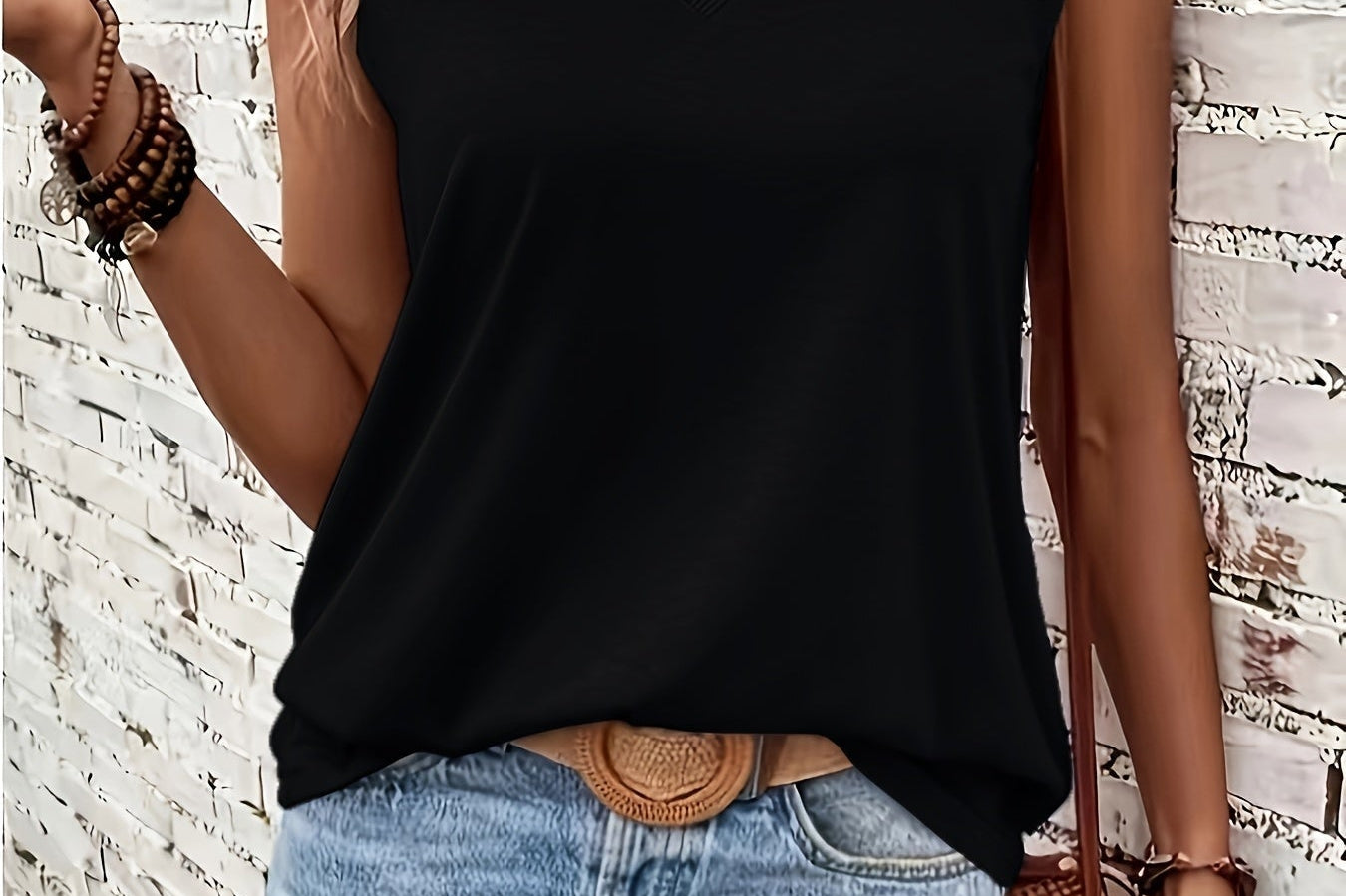 Women's Ribbed Sleeveless V-Neck Top | Lightweight Summer Tank Top