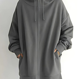 Lilo - Women's Relaxed Hoodie with Deep Side Pockets - Grey