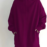 Lilo - Women's Relaxed Hoodie with Deep Side Pockets - Coral Red
