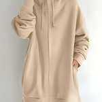 Lilo - Women's Relaxed Hoodie with Deep Side Pockets - Khaki