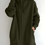 Lilo - Women's Relaxed Hoodie with Deep Side Pockets - Army Green