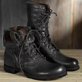 Lilou - Women's Lace-Up Mid-Calf Combat Boots - Black