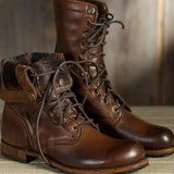 Lilou - Women's Lace-Up Mid-Calf Combat Boots