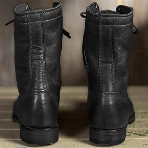 Lilou - Women's Lace-Up Mid-Calf Combat Boots
