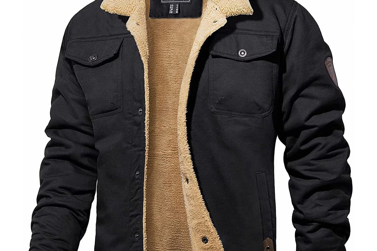 Lorcan - Men's Sherpa-Lined Winter Jacket - Black