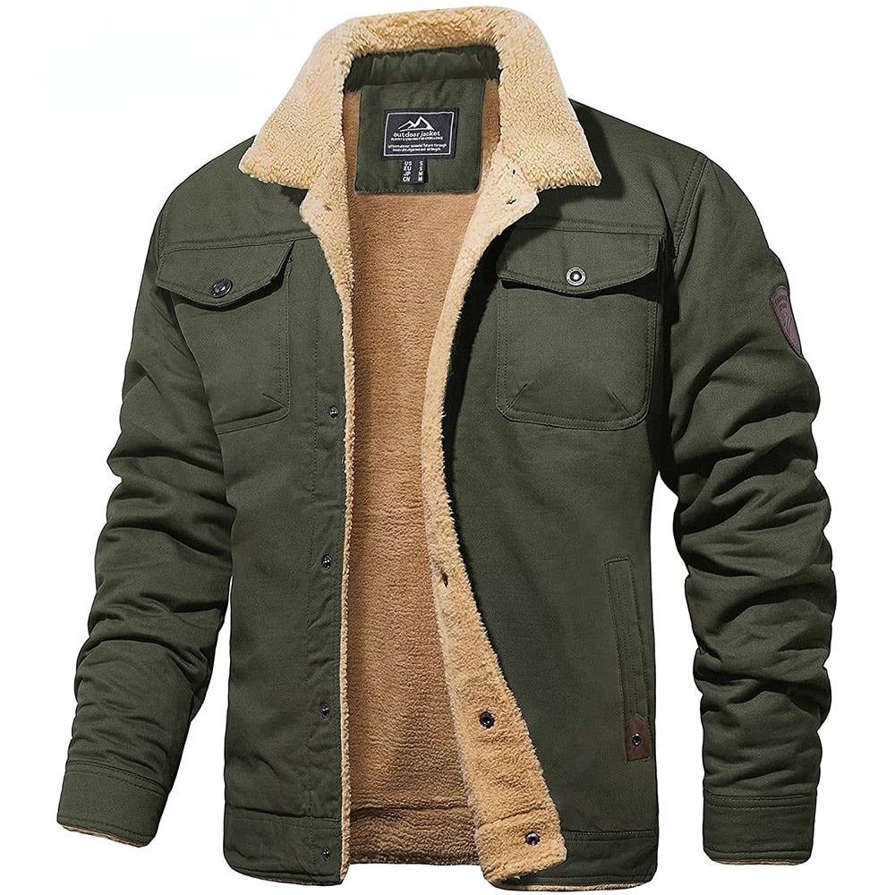 Lorcan - Men's Sherpa-Lined Winter Jacket - Army Green