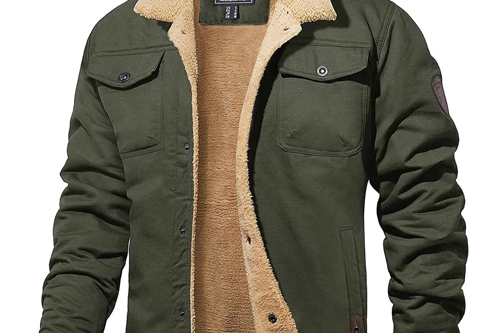 Lorcan - Men's Sherpa-Lined Winter Jacket - Army Green