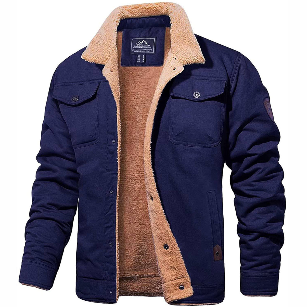 Lorcan - Men's Sherpa-Lined Winter Jacket - Navy Blue