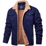 Lorcan - Men's Sherpa-Lined Winter Jacket - Navy Blue
