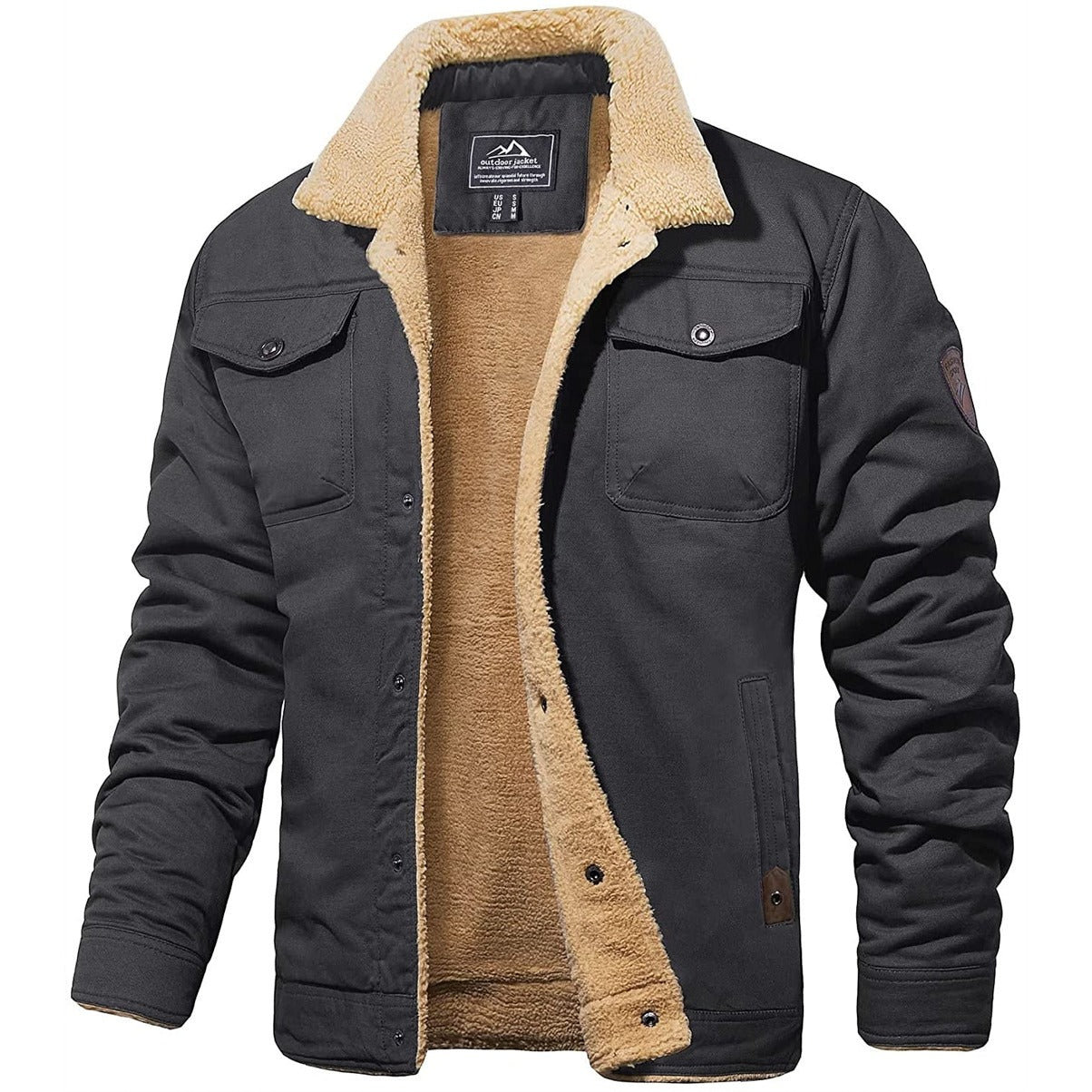 Lorcan - Men's Sherpa-Lined Winter Jacket - Dark Grey