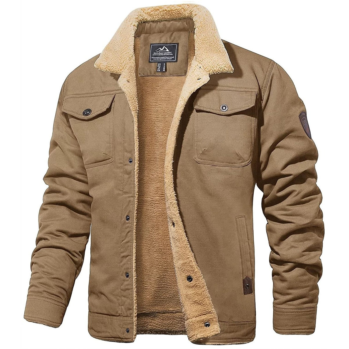 Lorcan - Men's Sherpa-Lined Winter Jacket - Khaki