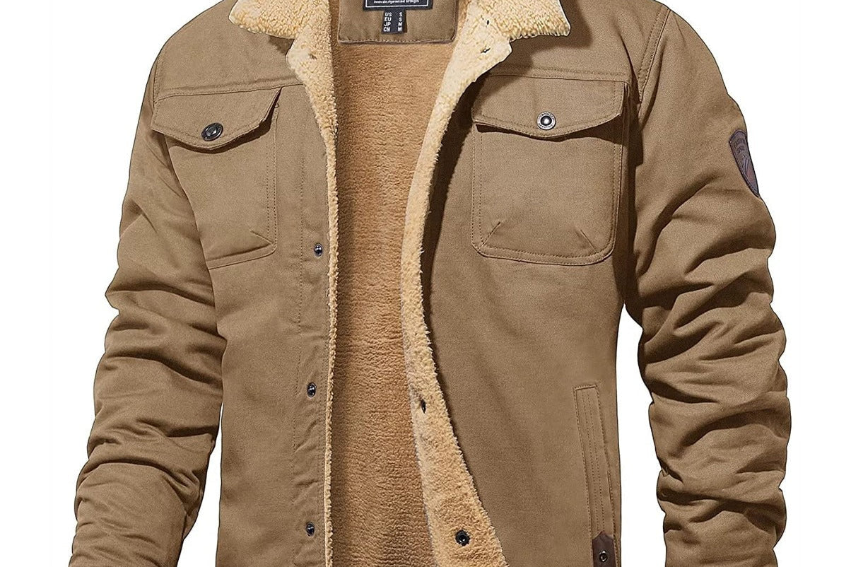 Lorcan - Men's Sherpa-Lined Winter Jacket - Khaki