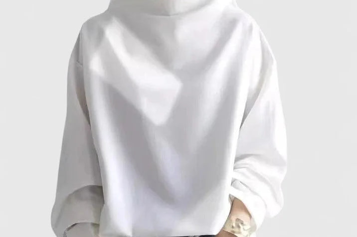 Lumi - Women's Stand Collar Draped Sweatshirt - White