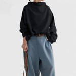 Lumi - Women's Stand Collar Draped Sweatshirt