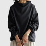 Lumi - Women's Stand Collar Draped Sweatshirt