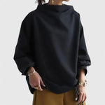Lumi - Women's Stand Collar Draped Sweatshirt
