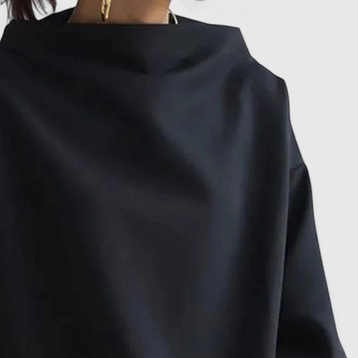 Lumi - Women's Stand Collar Draped Sweatshirt