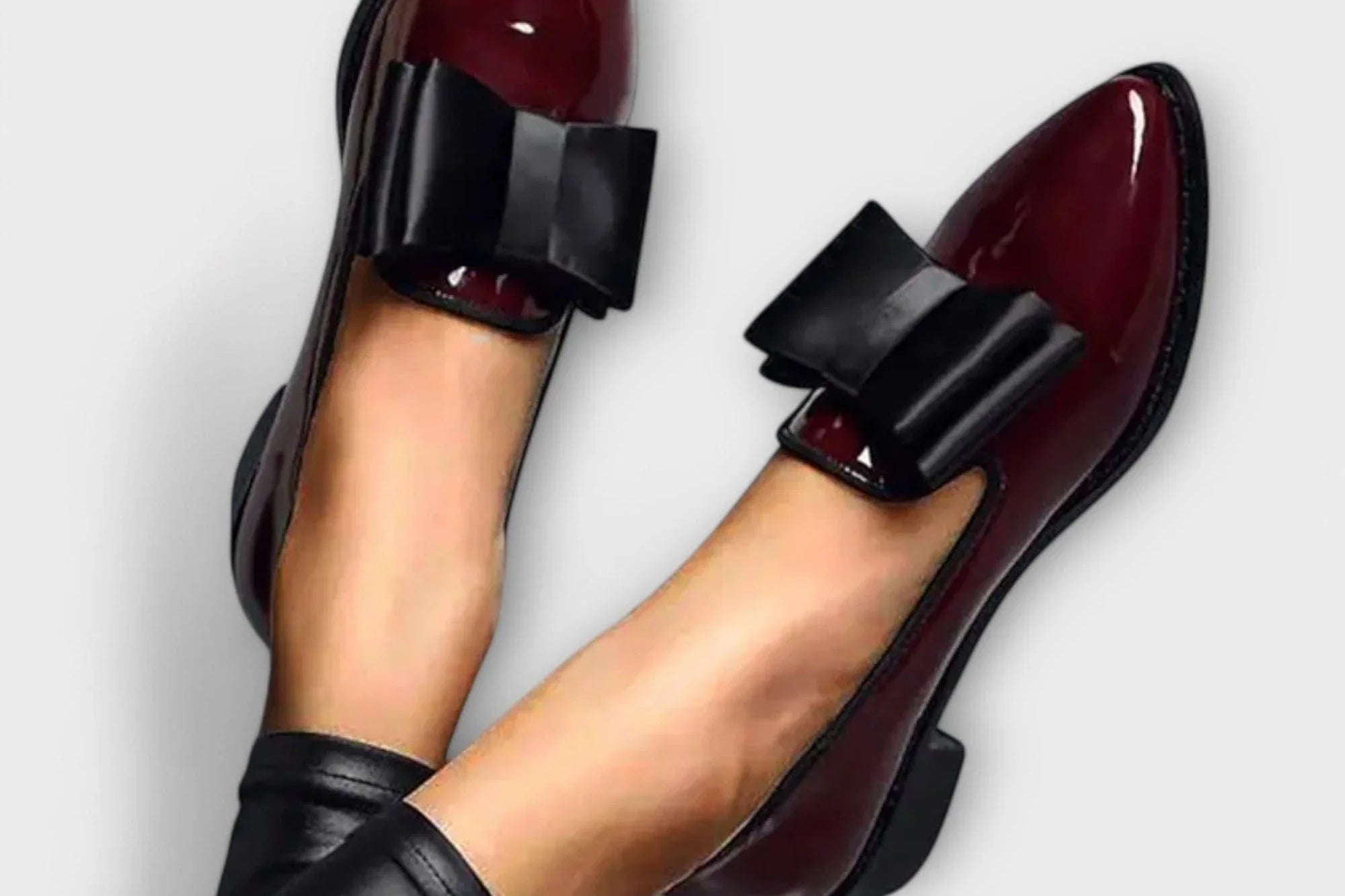 Maela - Women's Faux Leather Bow Loafers - Red