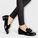 Maela - Women's Faux Leather Bow Loafers