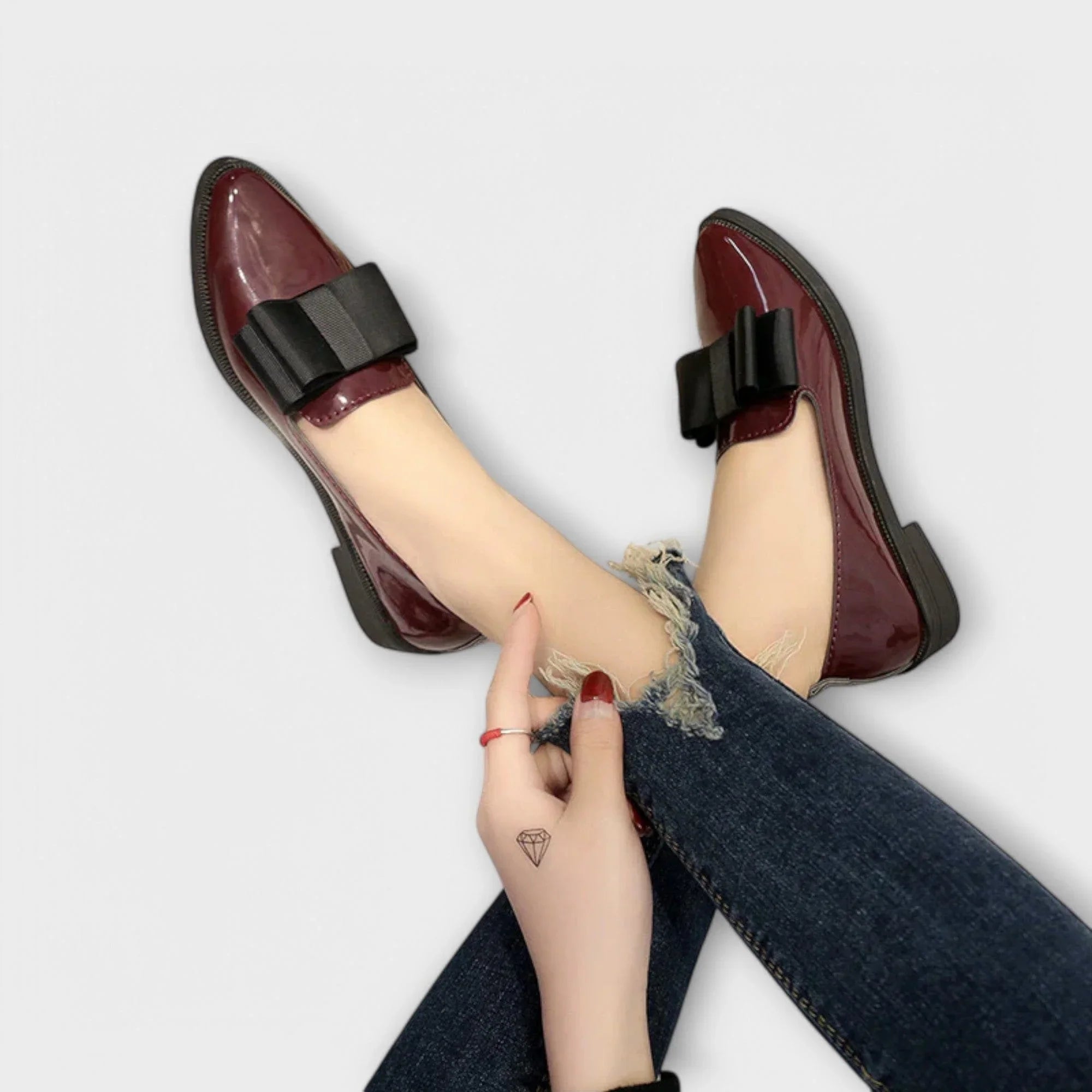 Maela - Women's Faux Leather Bow Loafers
