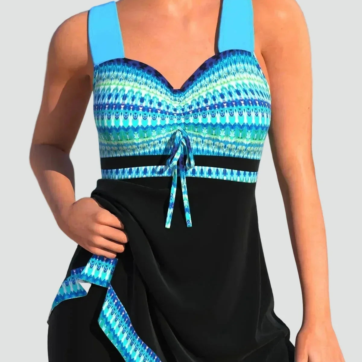 Blue sculpting one-piece swimsuit