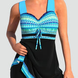 Blue sculpting one-piece swimsuit