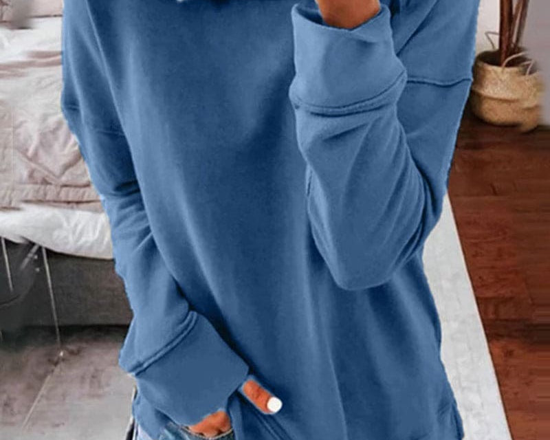 Mairin - Women's Soft Brushed Crew Neck Sweatshirt - Blue