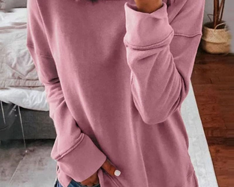 Mairin - Women's Soft Brushed Crew Neck Sweatshirt - Pink