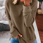 Mairin - Women's Soft Brushed Crew Neck Sweatshirt - Khaki