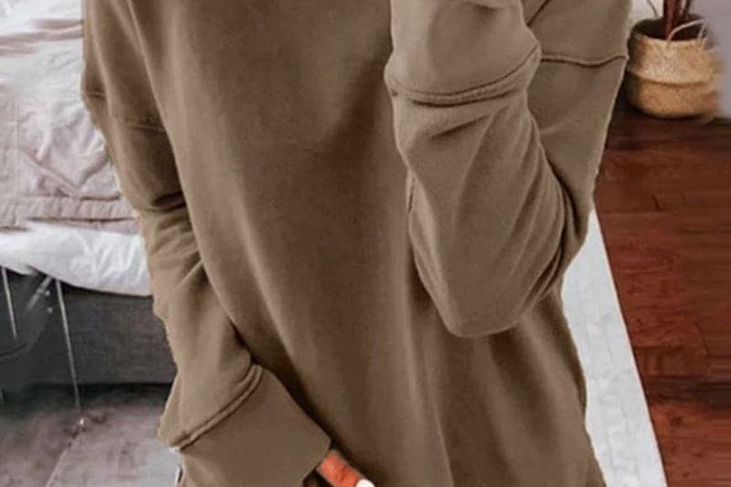 Mairin - Women's Soft Brushed Crew Neck Sweatshirt - Khaki
