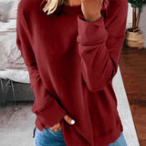 Mairin - Women's Soft Brushed Crew Neck Sweatshirt - Burgundy