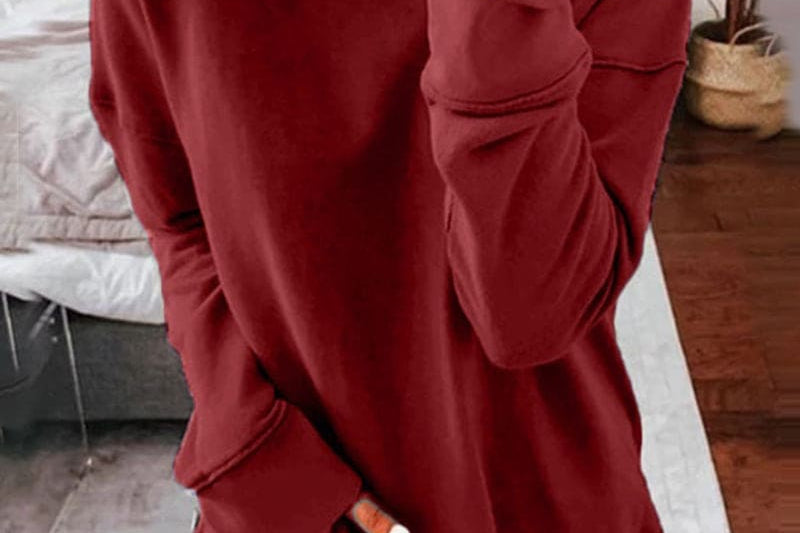 Mairin - Women's Soft Brushed Crew Neck Sweatshirt - Burgundy