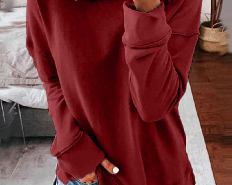 Mairin - Women's Soft Brushed Crew Neck Sweatshirt - Burgundy