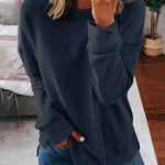 Mairin - Women's Soft Brushed Crew Neck Sweatshirt - Navy