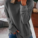 Mairin - Women's Soft Brushed Crew Neck Sweatshirt - Dark Gray