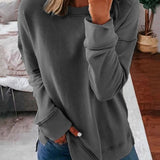 Mairin - Women's Soft Brushed Crew Neck Sweatshirt - Dark Gray