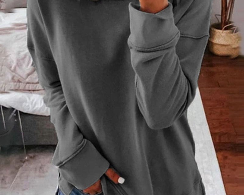 Mairin - Women's Soft Brushed Crew Neck Sweatshirt - Dark Gray