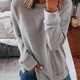 Mairin - Women's Soft Brushed Crew Neck Sweatshirt - Grey