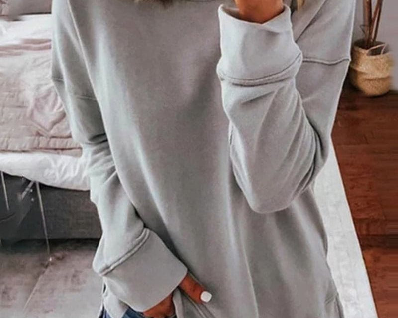 Mairin - Women's Soft Brushed Crew Neck Sweatshirt - Grey