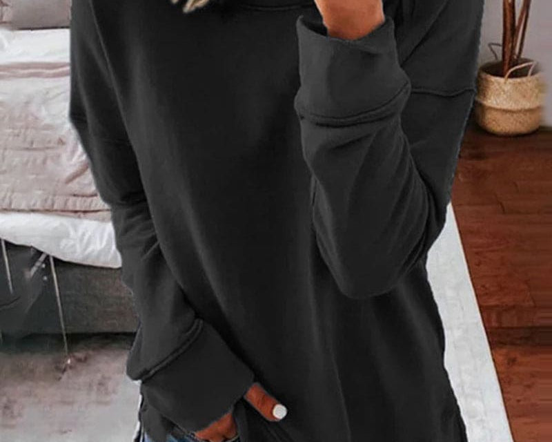 Mairin - Women's Soft Brushed Crew Neck Sweatshirt - Black