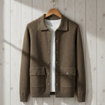 Malcolm - Men's Longline Cashmere Knit Button Jacket - Mocha Brown