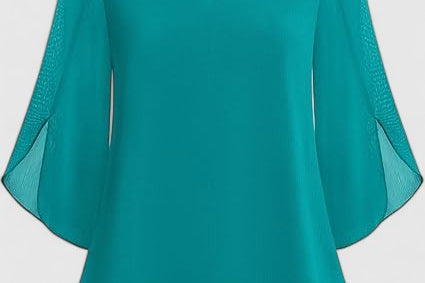 Malene - Women's V-Neck Bell Sleeve Tunic Blouse