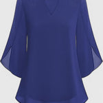 Malene - Women's V-Neck Bell Sleeve Tunic Blouse