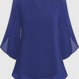 Malene - Women's V-Neck Bell Sleeve Tunic Blouse