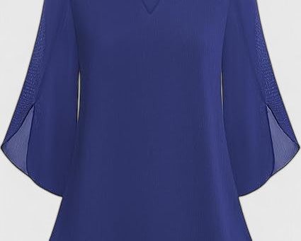 Malene - Women's V-Neck Bell Sleeve Tunic Blouse