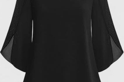 Malene - Women's V-Neck Bell Sleeve Tunic Blouse
