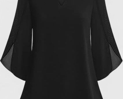 Malene - Women's V-Neck Bell Sleeve Tunic Blouse