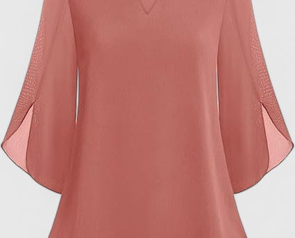 Malene - Women's V-Neck Bell Sleeve Tunic Blouse