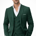 Marcus - Men's Three-Piece Linen Blend Suit with Vest - Green